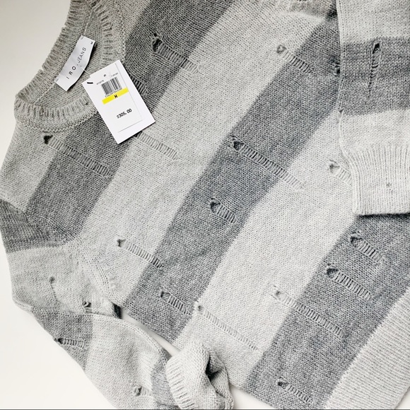 IRO Stys Distressed Wool Striped Sweater Gray - Picture 3 of 6